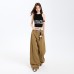 Vintage Khaki Wide-Leg Jeans Women Loose Slimming Vertical Feel Straight Leg Floor-Length Pants