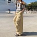 Retro Straight Pleated Work Pants Women Street Loose Multi-Pocket Casual Versatile Trousers