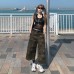 Camouflage Seven-Quarter Pants Women High Waist Loose Straight Leg Multi-Purpose Wide Leg Jeans Casual Mid-Length Trousers