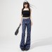 Lazy Loose Fit Women's Trousers Summer Commuting Suit Fabric Diamond Grid Casual Flared Pants Unique Design