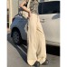 High-Waisted Khaki Cargo Pants for Women - Design Sense Slimming Wide-Leg Casual Trousers