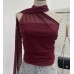 Ribbon hanging neck pleated sloping shoulder sleeveless top