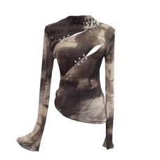 Hollow printed irregular mesh top Hollow printed irregular mesh top