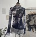 Hollow printed irregular mesh top Hollow printed irregular mesh top