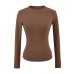 Small round neck slim fit shoulder long sleeved T-shirt