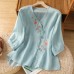 Embroidered shirt top for women