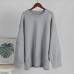 Round Neck Sweater Pure Color Versatile Casual Loose Pullover Knit Round Neck Sweater