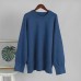 Round Neck Sweater Pure Color Versatile Casual Loose Pullover Knit Round Neck Sweater