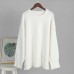 Round Neck Sweater Pure Color Versatile Casual Loose Pullover Knit Round Neck Sweater