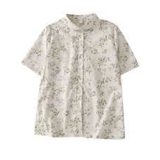 Printed Loose Turn-Down Collar Blouse Top for Women Printed Loose Turn-Down Collar Blouse Top for Women