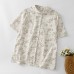Printed Loose Turn-Down Collar Blouse Top for Women