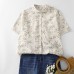 Printed Loose Turn-Down Collar Blouse Top for Women