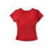 U-shaped solid color short sleeved T-shirt with chest cushion for women