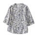 Printed stand up collar top for women