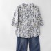 Printed stand up collar top for women