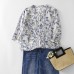 Printed stand up collar top for women