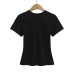 Solid color shoulder high waist short sleeved T-shirt