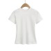 Solid color shoulder high waist short sleeved T-shirt
