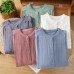 Stand Collar Single Breasted Soft Solid Color Shirt Blouse for Women