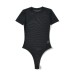 Small round neck crotch mesh women's T-shirt with patchwork short sleeves