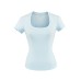 Lyocell solid color U-neck shoulder short sleeved T-shirt