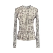 Thin and light leopard print micro transparent mesh base shirt Thin and light leopard print micro transparent mesh base shirt