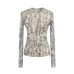 Thin and light leopard print micro transparent mesh base shirt