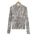 Thin and light leopard print micro transparent mesh base shirt