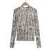 Thin and light leopard print micro transparent mesh base shirt