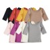 Big U-neck five quarter sleeve crop top with exposed navel