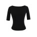 Big U-neck five quarter sleeve crop top with exposed navel