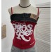 Print Splicing Denim Strapless Crop Top Print Splicing Denim Strapless Crop Top