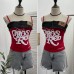 Print Splicing Denim Strapless Crop Top Print Splicing Denim Strapless Crop Top