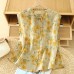 Printed collar tie button sleeveless top for women Printed collar tie button sleeveless top for women