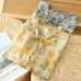 Printed collar tie button sleeveless top for women Printed collar tie button sleeveless top for women