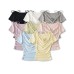 Pink collar knitted short sleeved top for women