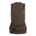 Design Sense Deep V-Neck Sleeveless Crop Top  Y2K Spicy Girl Style Asymmetric Pleated Mid-Length Top Fashion Women's Clothing