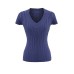 V-neck knitted short sleeved waist cinching elastic base top for women