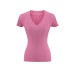 V-neck knitted short sleeved waist cinching elastic base top for women