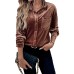 Turn-down Collar Long-sleeved Velvet Open-front Top for Autumn and Winter
