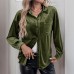 Turn-down Collar Long-sleeved Velvet Open-front Top for Autumn and Winter