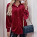 Turn-down Collar Long-sleeved Velvet Open-front Top for Autumn and Winter