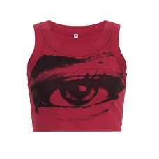 Celebrity Same Dance Jazz Spicy Girl Tank Top with Unique Abstract Print U Neck Sleeveless High Waist Crop Top