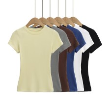 Slimming curves brushed hair ice skin short sleeves