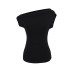 Slanted shoulder short sleeved top