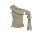 Slanted shoulder one shoulder ribbon top for women Slanted shoulder one shoulder ribbon top for women