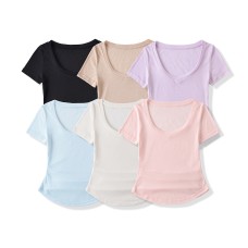 U-neck short sleeved top
