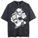 Naruto Anime Print T-Shirt Summer Cotton Washed Vintage Short Sleeve