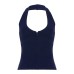 Sexy Low-Cut Zipper Halter Knitted Strap Women's  Pure Color Versatile Elegant Slim Top
