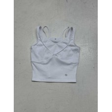 Street Style Spliced Slimming Two-Piece Irregular Strap Crop Top with Waist-Cinching Design